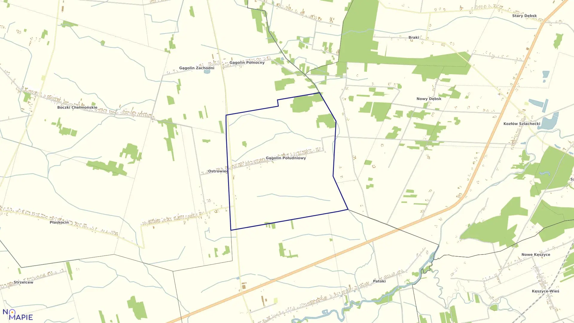 Mapa obrębu GĄGOLIN POŁUDNIOWY w gminie Kocierzew Południowy