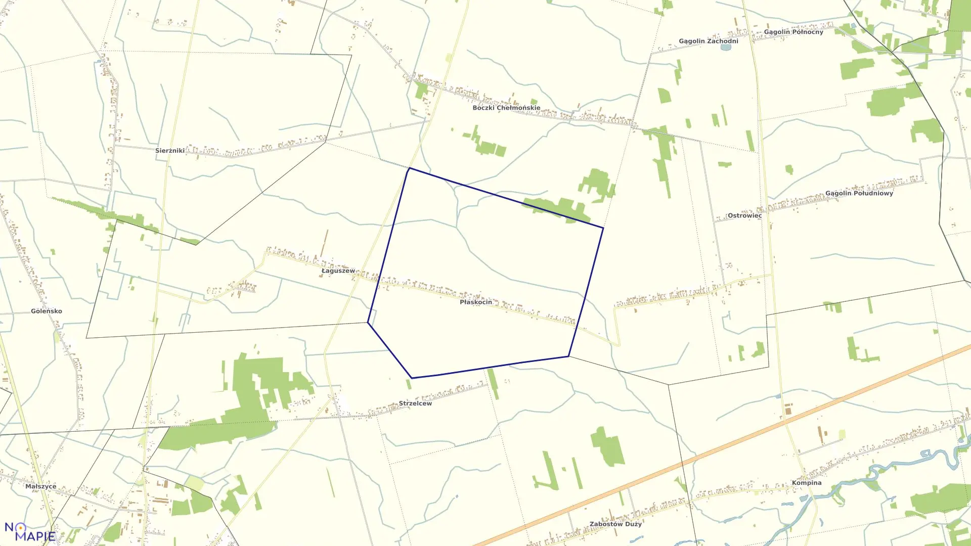 Mapa obrębu PŁASKOCIN w gminie Kocierzew Południowy